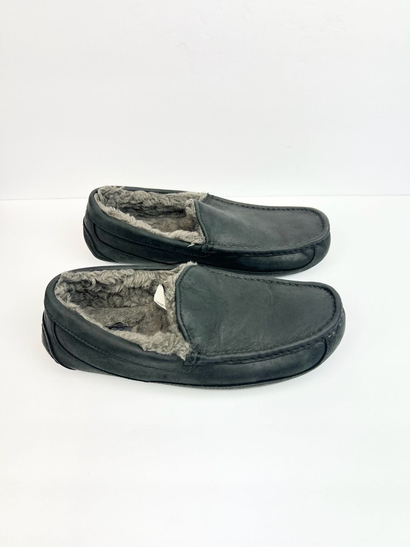 Ugg Shoes Ascot Leather Slip On 1103889 Black Charcoal Loafers Men’s Size 10
